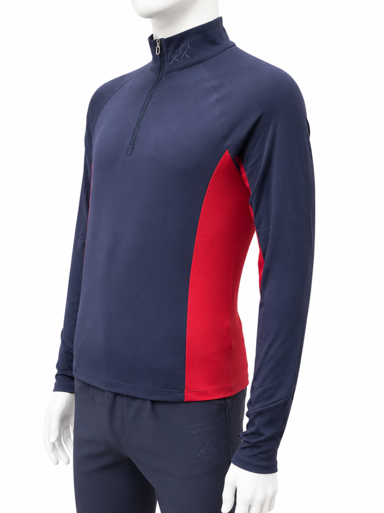 Red and Blue Half Zip Man’s Layer — dettaglio
